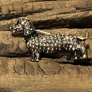 Elegant Gold and Silver Dog Brooch